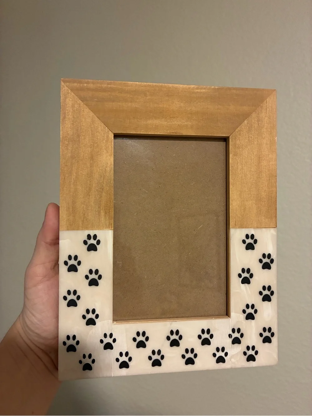 Expressions Wood & Resin Paw Print Frame - Brown and Cream Pet Picture Frame
